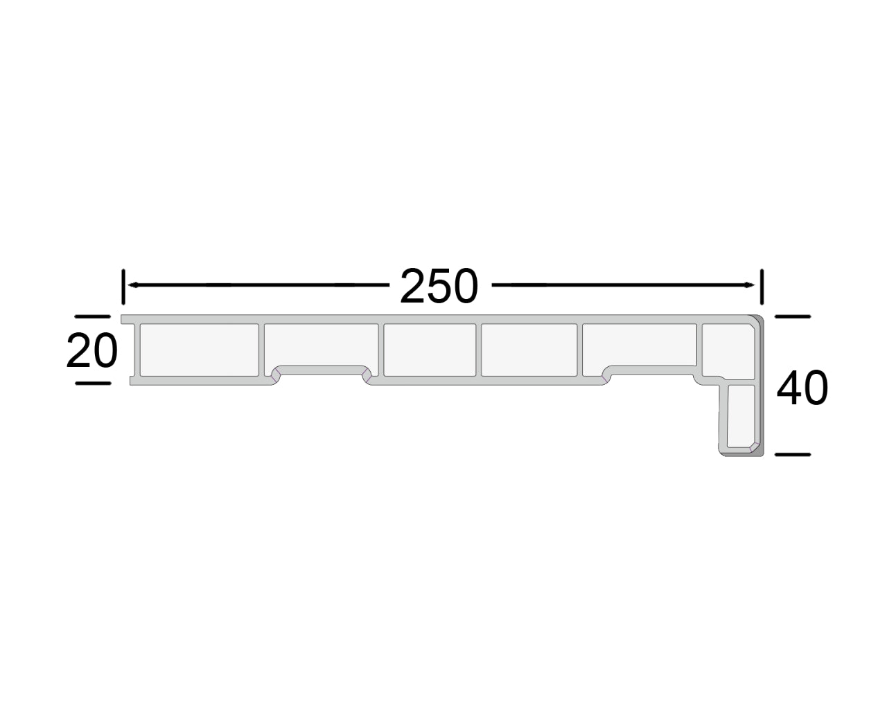 Doorsnede tekening kunststof vensterbank