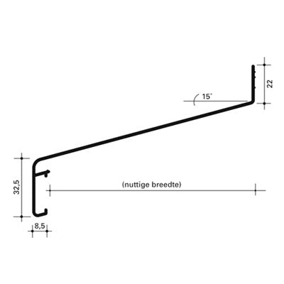 Doorsnede 15˚ waterslag